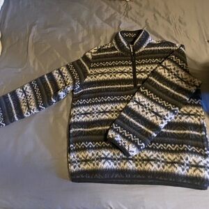 Black and Gray Patterned Pullover Sweater